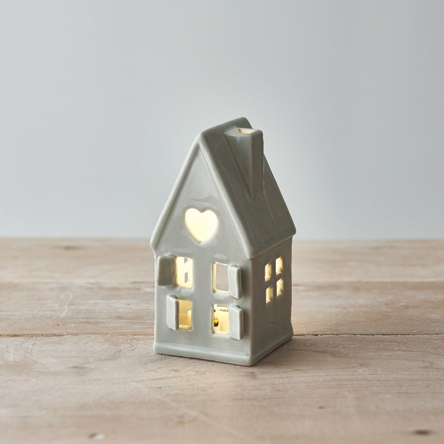 DAINTY GREY HOUSE TEA LIGHT HOLDER