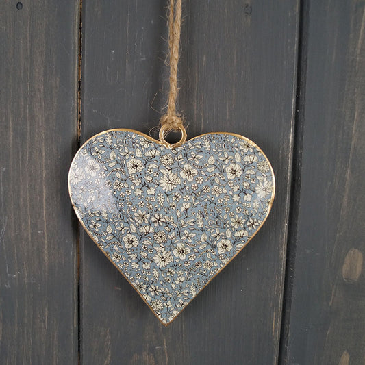 BLUE FLORAL HEART HANGER