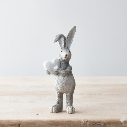 GREY RABBIT WITH WHITE HEART